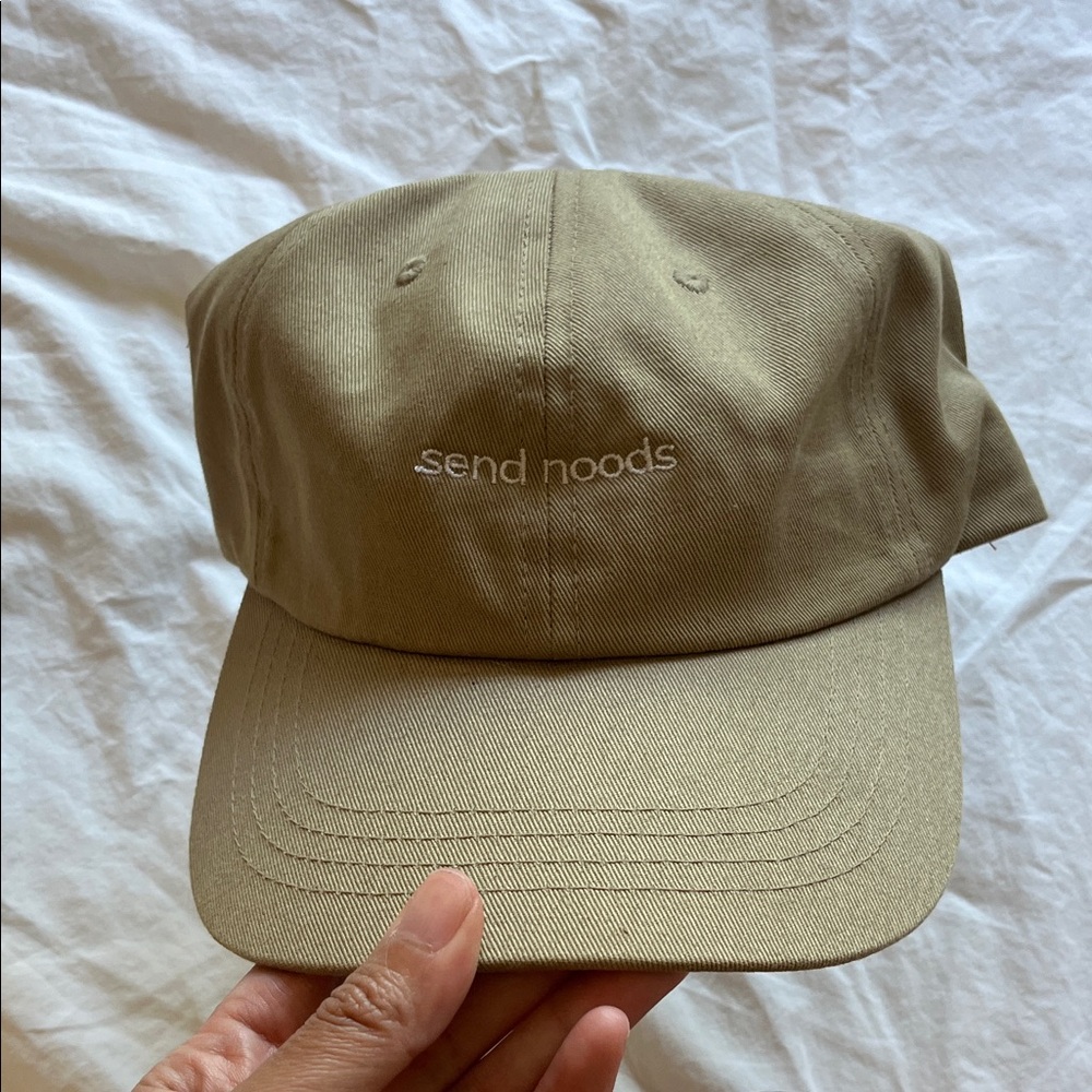 The Classic tan 'send noods' Embroidered Baseball Cap